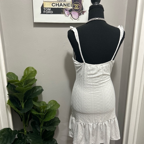 White Eyelet Ruffle Dress - Picture 2 of 3